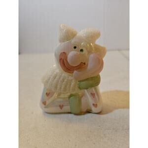 Vintage Fenton Glass Hand Painted Iridescent Clown Figurine Signed By Artist